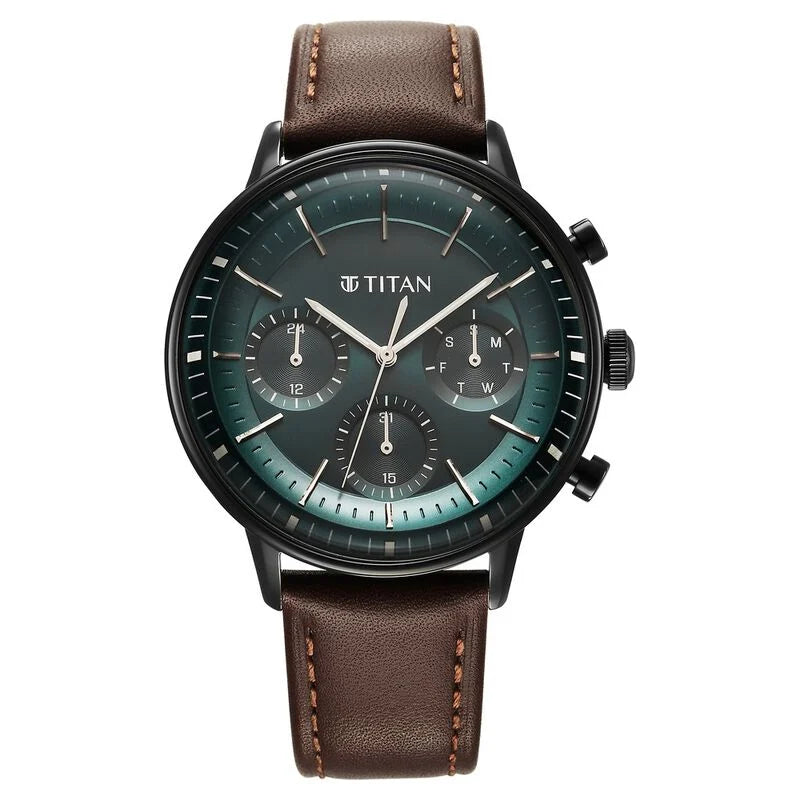 Black Leather Gents Wrist Watch Titan TITAN Buy 90171NL01 Titan Black Dial Leather Strap Watch For Men