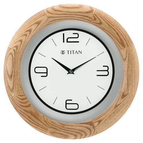 NBW0034WA01 Titan Wooden Brown Wall Clock with Glass Dial