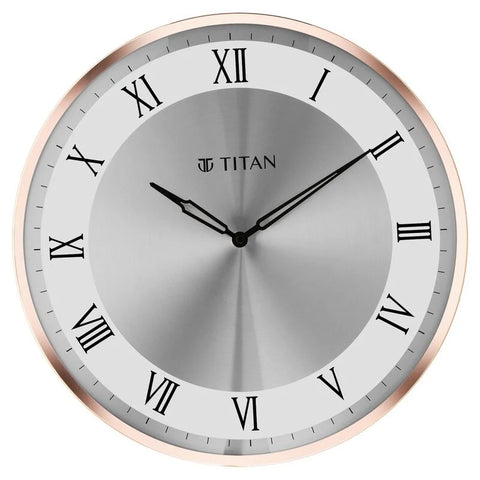 W0057MA01 Titan Metallic Wall Clock White Dial with Silent Sweep Technology and Rose Gold Frame