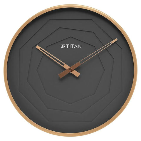 W0078MA01 Titan Metallic Wall Clock with rose Gold Frame and Multi-layered Grey Dial