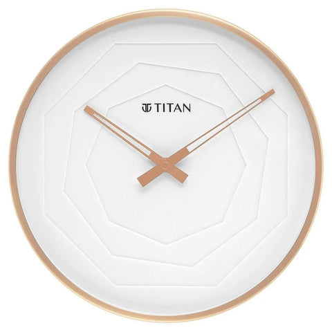 W0078MA02 Titan Metallic Wall Clock with rose Gold Frame and Multi-layered White Dial