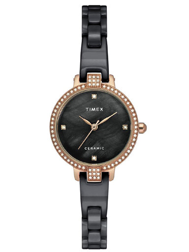 TIMEX Buy Timex Ceramic Wrist Watch Mother Of Pearl Black Dial Women s Watch TWEL15703 Bharat Time Style