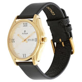 NU1578YL04   -  Titan Silver Dial Leather Strap Watch