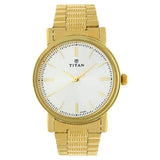NP1712YM01 - Titan Silver Dial Golden Stainless Steel Strap Watch