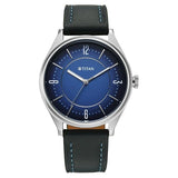 1802SL21 - Titan Blue Leather Strap Watch