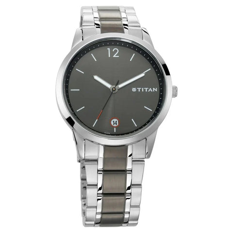 NR1806KM01 Titan Men's Timeless Style Watch: Refined Anthra Dial and Metal Strap