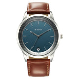 1806SL12 - Titan Blue Dial Leather Strap Watch