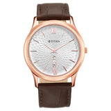 NT1824WL02 - Titan Analog White Dial Leather Strap watch