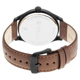 NR1865NL01 Titan Quartz Analog Black Dial Leather Strap Watch for Men