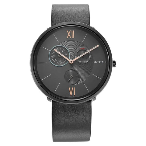 NR1877QL01 Titan Grey Dial Quartz Stainless Steel Strap Watch for Men