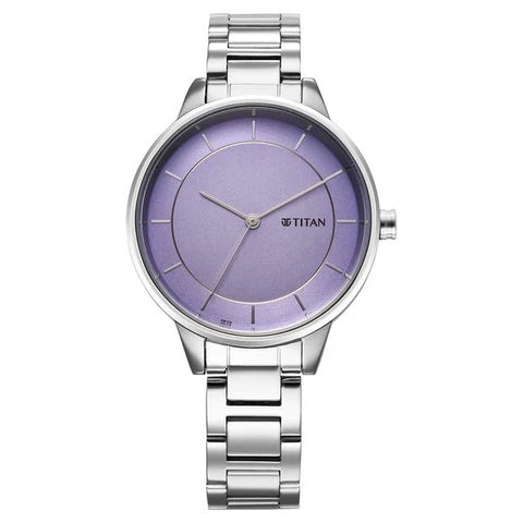 2648SM12 Titan  Analog Mauve Dial Stainless Steel Strap Watch For Women