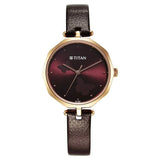 NU2702WL01 - Titan Karishma Maroon Dial Leather Strap Watch