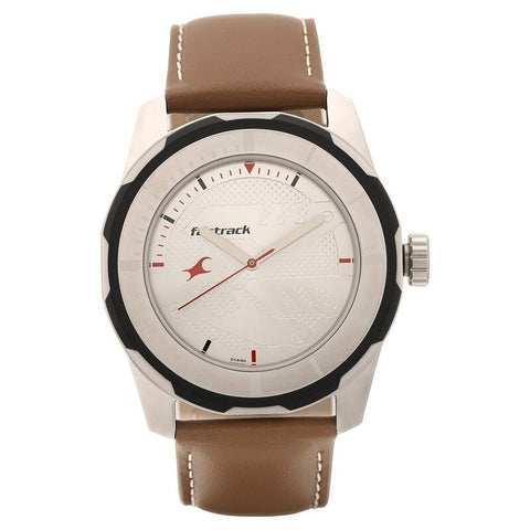 NR3099SL01 Fastrack Silver Dial Leather Strap Watch for Guys