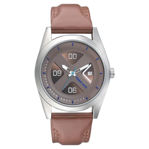 NR3218SL01  Fastrack Brown Dial Leather Strap Watch for Guys
