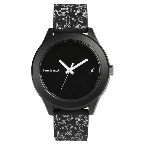 38003PP19  Black Dial Silicone Strap Watch for Unisex