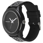 38003PP19  Black Dial Silicone Strap Watch for Unisex