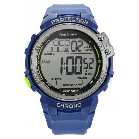 NS38068PP02 Digital Grey Dial Silicone Strap Watch for Guys