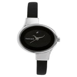 NP6015SL02 Black Dial Leather Strap Watch for Girls