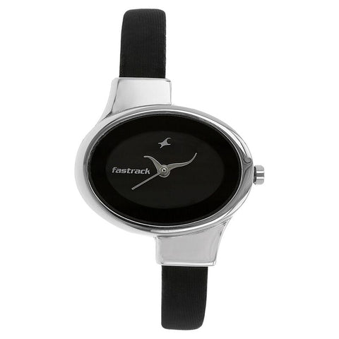 NP6015SL02 Black Dial Leather Strap Watch for Girls