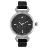 NK6131SL01 GREY DIAL BLACK LEATHER STRAP WATCH