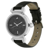 NK6131SL01 GREY DIAL BLACK LEATHER STRAP WATCH