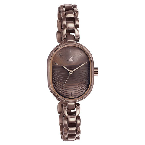 6258QM02 Fastrack Style Up Brown Dial Metal Strap Watch for Girls