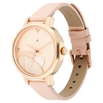 NS6259WL01 Analog Rose Gold Dial Leather Strap Watch for Girls