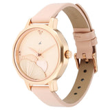 NS6259WL01 Analog Rose Gold Dial Leather Strap Watch for Girls
