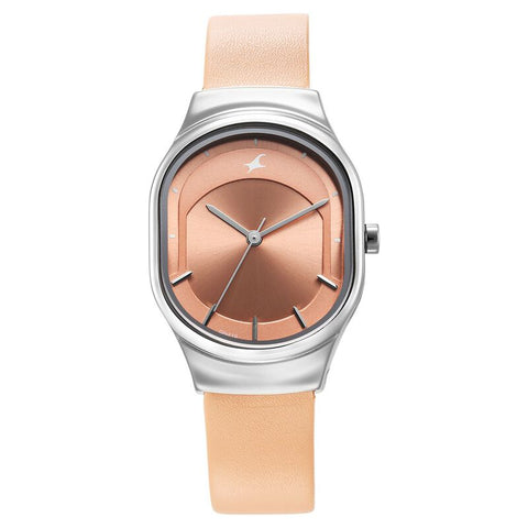 NS6283SL02 Pink Dial Leather Strap Watch for Girls