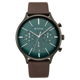NU90134QL01 - Titan Green Dial Leather Strap Watch