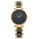 NQ95061WD03 Titan Quartz Analog Black Dial Ceramic Strap Watch for Women