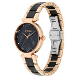 NQ95061WD03 Titan Quartz Analog Black Dial Ceramic Strap Watch for Women
