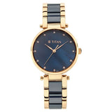 NQ95061WD05 - Titan Blue Dial Ceramic Strap Watch