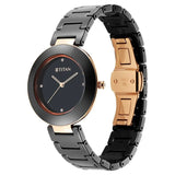 95189KC02 Titan Black Dial Analog Ceramic Strap watch for Women