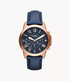FS4835I FOSSIL Grant Chronograph Navy Leather Watch