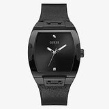 GUESS-BLACK CASE BLACK GENUINE LEATHER/SILICONE WATCH-GW0386G1