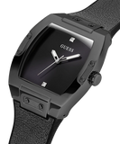 GUESS-BLACK CASE BLACK GENUINE LEATHER/SILICONE WATCH-GW0386G1