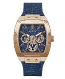 GW0786G2 GUESS Mens Blue Rose Gold Tone Multi-function Watch