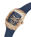 GW0786G2 GUESS Mens Blue Rose Gold Tone Multi-function Watch