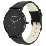 Police Mens Black Dial Leather Watch - PL15400JSB02AS