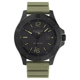 TH1791992 - Tommy Hilfiger  Black Dial Green Silicone Strap Watch For Men