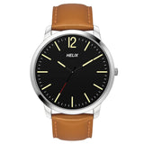 TW039HG09 Helix By Timex Black Round Analog Leather Watch Men