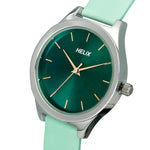 TW049HL05 Helix By Timex Green Round Analog Leather Watch Women