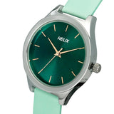 TW049HL05 Helix By Timex Green Round Analog Leather Watch Women