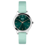 TW049HL05 Helix By Timex Green Round Analog Leather Watch Women