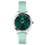 TW049HL05 Helix By Timex Green Round Analog Leather Watch Women