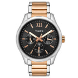TW0TG7617 Timex Men Multifunction Black Round Brass Dial Watch