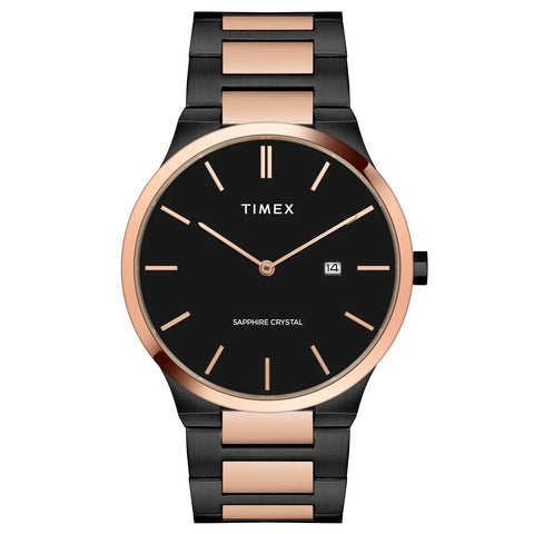 TWEG23601 Timex Men Analog Black Round Stainless Steel Dial Watch