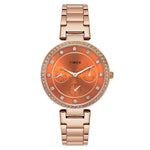 TWEL18701 Timex Cosmic Awe Women Multifunction Round Dial Orange Watch