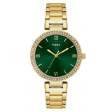 Timex Quartz Green Round Dial Analog Stainless Steel Women Watch TWEL18713